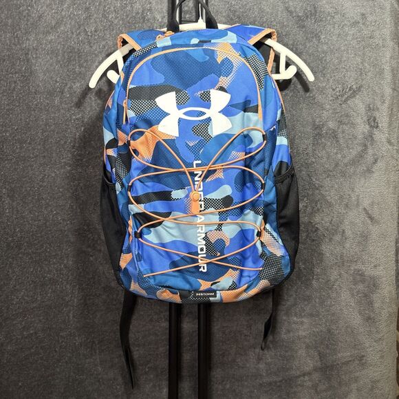 Under Armour UA Hustle Sport Unisex Camo 15" Laptop Backpack ~ Blue / Orange Use - Picture 2 of 16